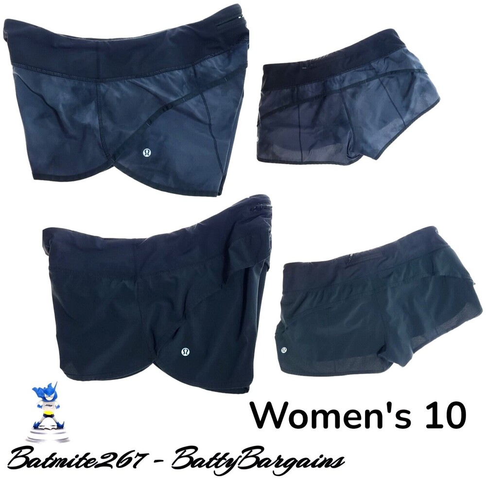 Lululemon Speed Shorts LOT Of 2 Womens Sz 10 Lined 2.5" Diamond Dye Gray & Black